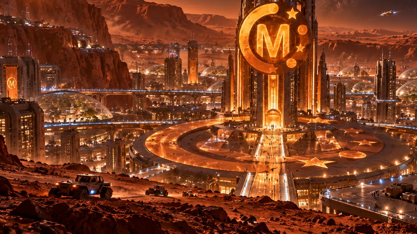 Illustration of a future city on Mars
